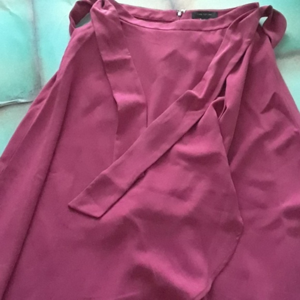 Ann Taylor Tie Waist Wrap Skirt - Wild Strawberry - Picture 6 of 8